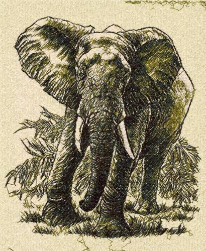 More information about "Elephant photo stitch free machine embroidery design 4"