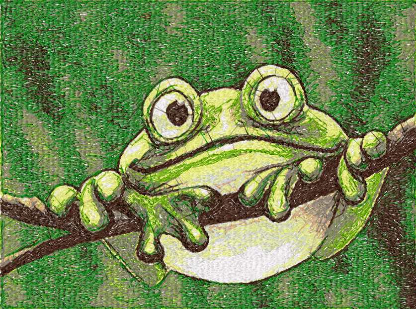 Green frog photo stitch free embroidery design