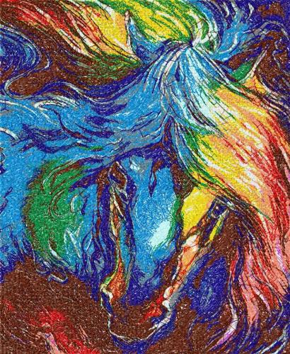 More information about "Horse bright colors photo stitch free embroidery design"