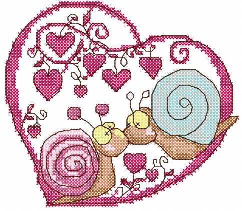 More information about "Heart with loving snails embroidery design"