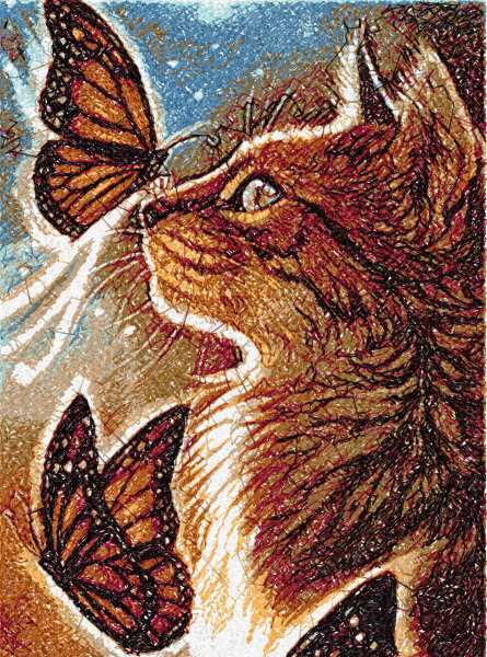 Magic time and cat photo stitch free embroidery design