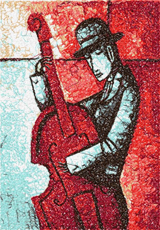 Musician photo stitch free machine embroidery design