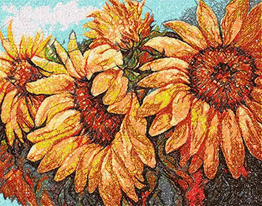 Sunflowers photo stitch free embroidery design 15