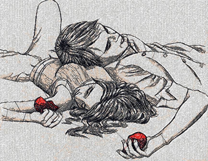 Together photo stitch free machine embroidery design