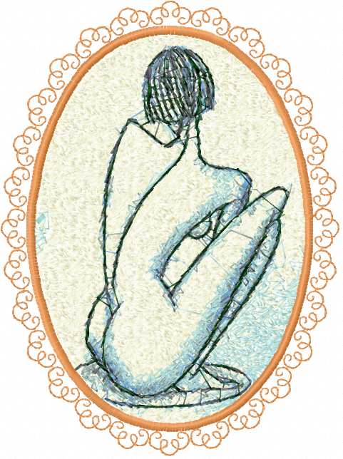 Young woman photo stitch free embroidery design 2