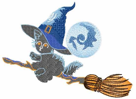Kitty witch free machine embroidery design