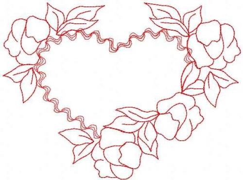 More information about "Redwork heart free machine embroidery design"