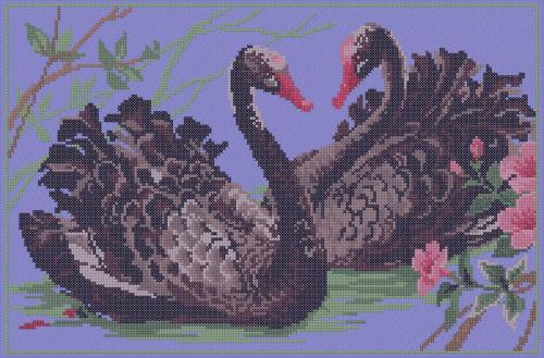 More information about "Two black swans cross stitch pattern"