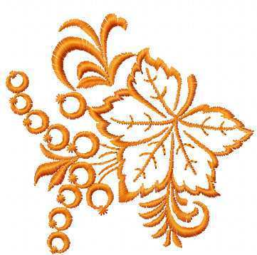 More information about "Orange berry and leaves free embroidery design"