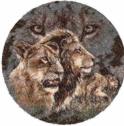 More information about "Lions photo stitch free embroidery design"