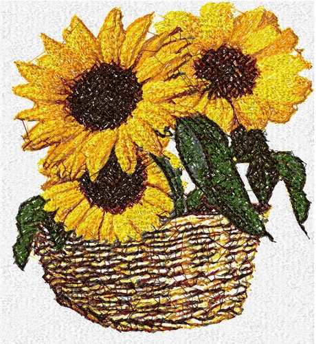 More information about "Sunflower in basket photo stitch free embroidery design"