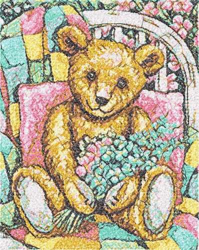 More information about "Teddy Bear with flowers photo stitch free embroidery design"