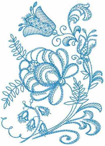 More information about "Blue flowers free embroidery design 13"