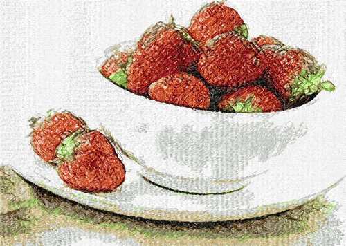 More information about "Bowl of strawberries photo stitch free embroidery design"