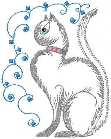 More information about "Cat free embroidery design 13"