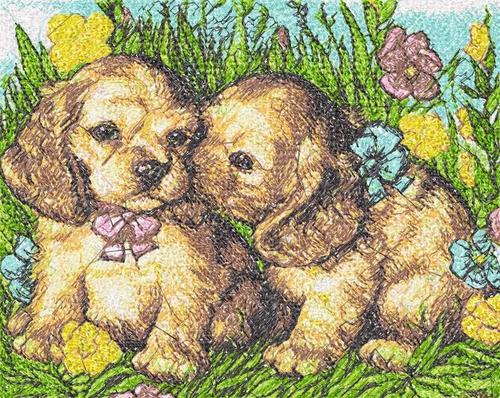 More information about "Puppies photo stitch free embroidery design 3"