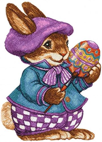 More information about "Rabbit painter photo stitch free embroidery design"