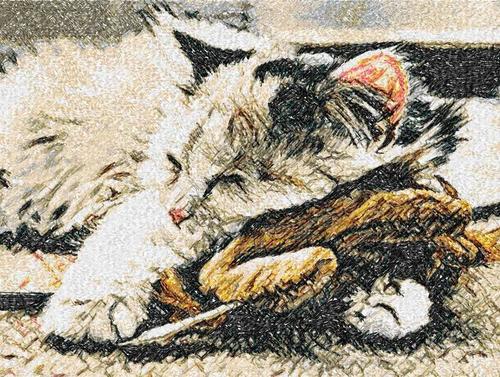 More information about "Sleeping kitty photo stitch free embroidery design"