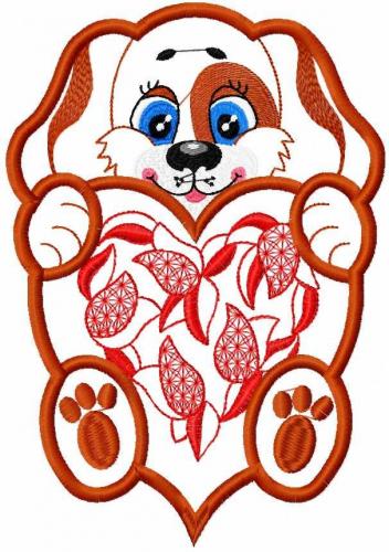 More information about "Dog with heart applique free embroidery design 2"