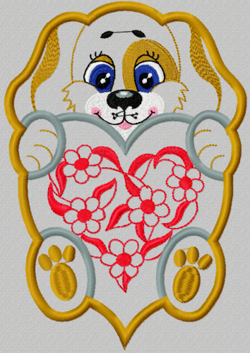 More information about "Dog with heart applique free embroidery design"
