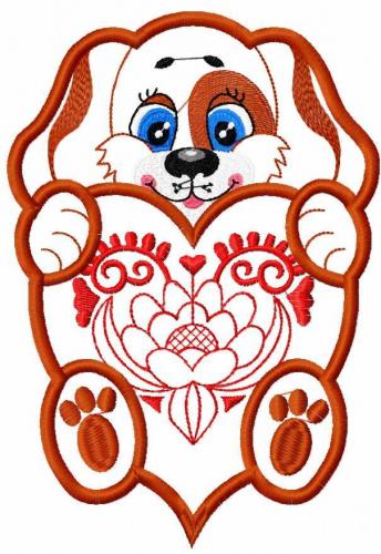 More information about "Dog with heart applique free embroidery design 3"