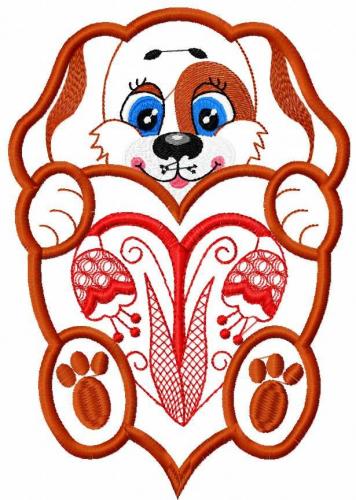 More information about "Dog with heart applique free embroidery design 5"