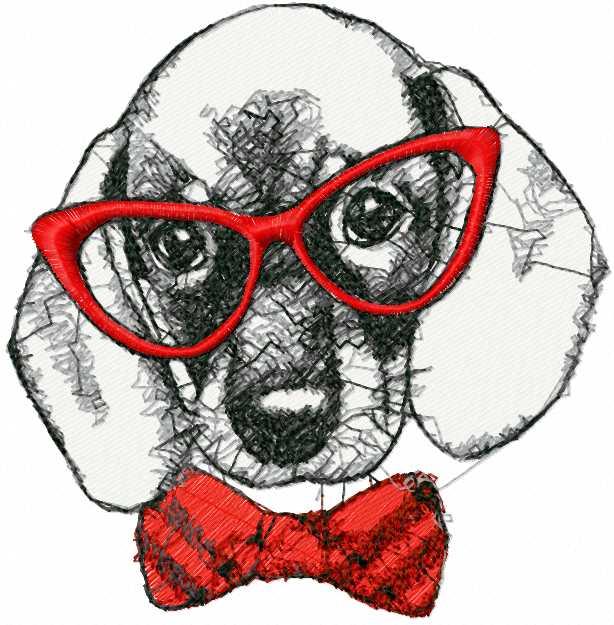 Dog hipster photo stitch free embroidery design