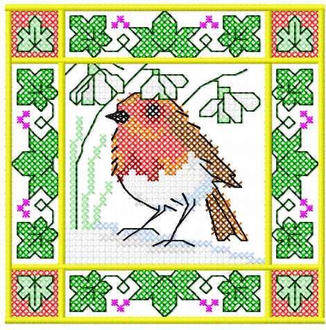 More information about "Sping bird cross stitch free embroidery design"