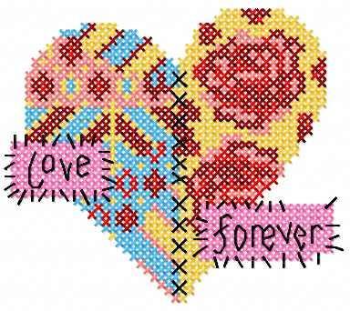 More information about "Valentine's day heart cross stitch free embroidery design"