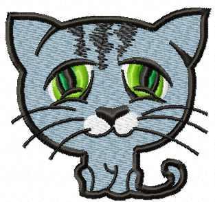 More information about "Blue cat with green eyes free embroidery design"