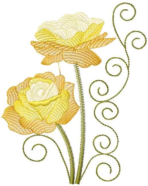 Yellow rose free machine embroidery design - Machine embroidery community