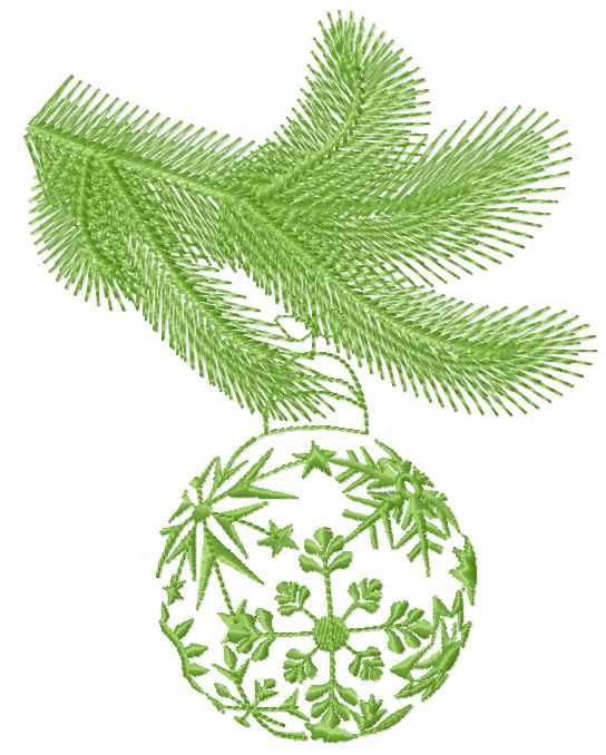Christmas ball on a spruce branch free embroidery design
