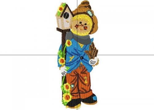 More information about "Fall scarecrow free embroidery design"