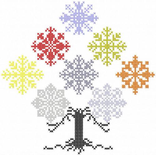 More information about "Christmas snowflakes tree free embroidery design"