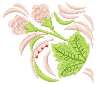 More information about "Pink flower and green leaf free embroidery design"