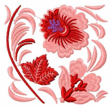 More information about "Red flowers block free embroidery design"