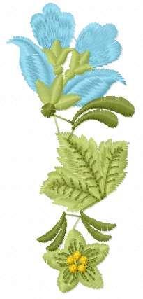 More information about "Blue flower and green leaf free embroidery design"