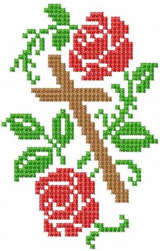 More information about "Cross and roses free embroidery design"