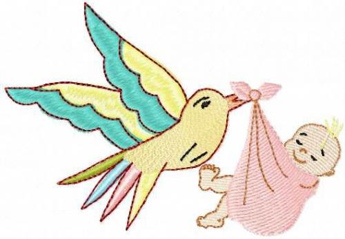 More information about "Bird present baby free embroidery design"
