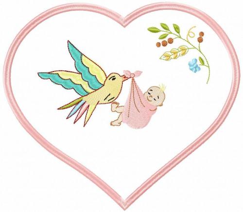 More information about "Bird  with baby free embroidery design"