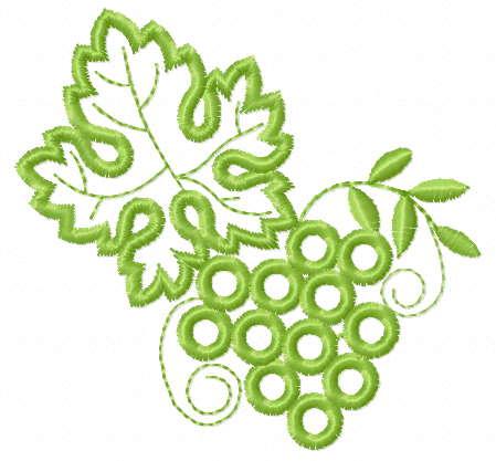 Grape branch applique free embroidery design