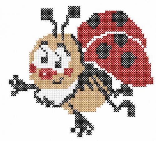 More information about "Ladybug cross stitch free embroidery design"
