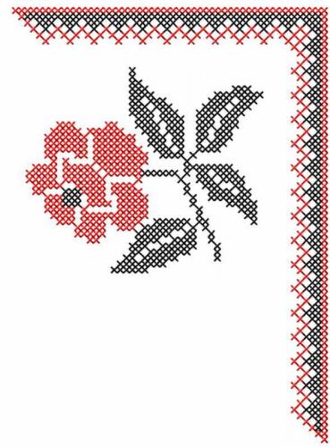 More information about "Flower corner cross stitch free embroidery design"