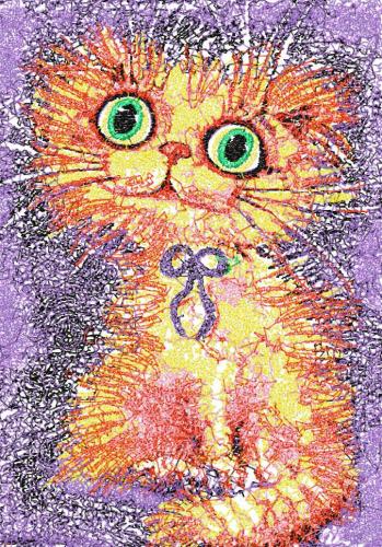 More information about "Bright kitten photo stitch free embroidery design"