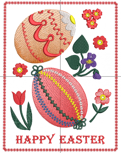 More information about "Easter Eggs and Flowers in a border free embroidery design"