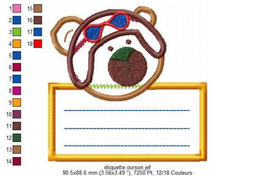 More information about "Pilote bear tag free embroidery design"