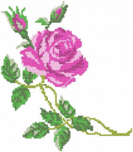 More information about "Vintage rose cross stitch free embroidery design"