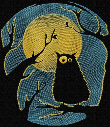 More information about "Owl in the night free embroidery design"