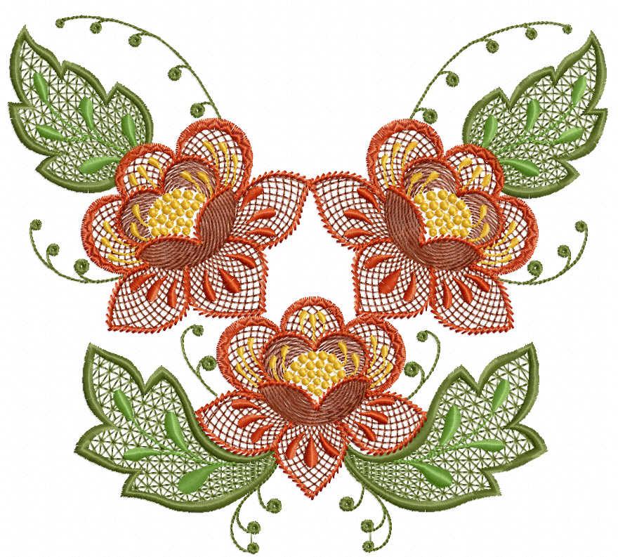 Three flowers free embroidery design - Free embroidery designs links ...