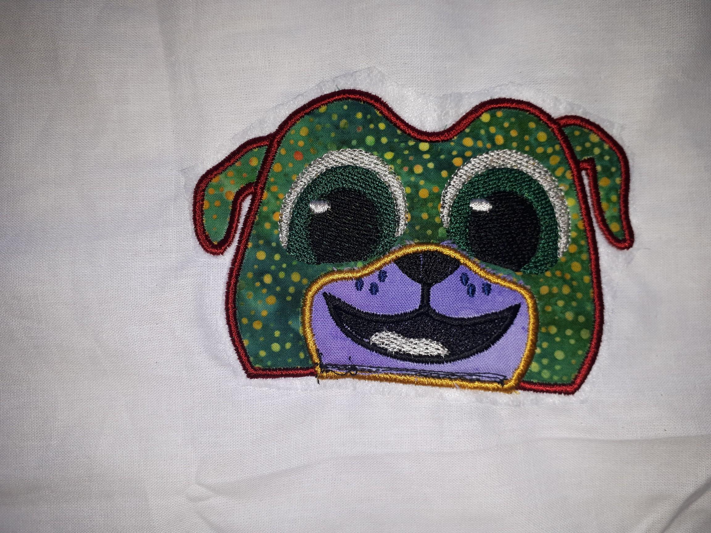 Dog with applique free embroidery design